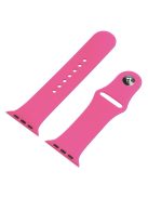 For Apple Watch SE (2022) 44mm / SE 44mm / 6 / 5 / 4 44mm Silicone Watch Strap + Full Cover Hard PC Watch Case with Tempered Glass Screen Protector - Rose