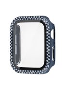 For Apple Watch SE (2022) 44mm / SE 44mm / Series 6 / 5 / 4 44mm Rhinestones Design PC Watch Case Protector with Tempered Glass Film + Black Silicone Strap - Blue