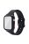 For Apple Watch SE / SE (2022) / Series 6 / 5 / 4 44mm Soft Silicone Replacement Strap with Rubberized PC Frame + Tempered Glass Screen Protector - Black