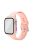 For Apple Watch SE / SE (2022) / Series 6 / 5 / 4 44mm Soft Silicone Replacement Strap with Rubberized PC Frame + Tempered Glass Screen Protector - Pink