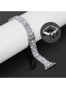 For Apple Watch SE / SE(2022) / Series 4 / 5 / 6 40mm Rhinestone Decor Watch Band Stainless Steel Wrist Strap with Hard PC Watch Case - Silver