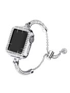 For Apple Watch SE 44mm / SE (2022) 44mm / Series 4 / 5 / 6 44mm Durable Bracelet Metal Rhinestone Decor Fashionable Watch Band + Hollow Out PC Watch Case - Silver