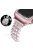 For Apple Watch SE 44mm / SE (2022) 44mm / Series 6 / 5 / 4 44mm Pearl Rhinestone Decor Metal Adjustable Bracelet Watch Band + Hollow Out PC Watch Case - Rose Pink