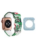 For Apple Watch Series 1  /  2  /  3 38mm Pattern Printing Wrist Band Replacement Silicone Strap with Blue TPU Case - Style E