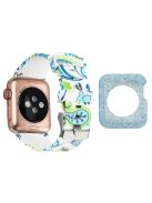 For Apple Watch Series 1  /  2  /  3 38mm Pattern Printing Wrist Band Replacement Silicone Strap with Blue TPU Case - Style F