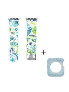 For Apple Watch Series 1  /  2  /  3 38mm Pattern Printing Wrist Band Replacement Silicone Strap with Blue TPU Case - Style F