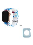 For Apple Watch Series 1  /  2  /  3 38mm Pattern Printing Wrist Band Replacement Silicone Strap with Blue TPU Case - Style G