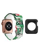 For Apple Watch Series 1  /  2  /  3 38mm Replace Silicone Strap Pattern Printing Watch Band with Black TPU Case - Style E