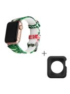 For Apple Watch Series 1  /  2  /  3 38mm Replace Silicone Strap Pattern Printing Watch Band with Black TPU Case - Style E