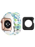 For Apple Watch Series 1  /  2  /  3 38mm Replace Silicone Strap Pattern Printing Watch Band with Black TPU Case - Style F