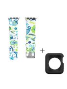 For Apple Watch Series 1  /  2  /  3 38mm Replace Silicone Strap Pattern Printing Watch Band with Black TPU Case - Style F