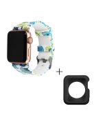 For Apple Watch Series 1  /  2  /  3 38mm Replace Silicone Strap Pattern Printing Watch Band with Black TPU Case - Style F