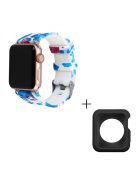 For Apple Watch Series 1  /  2  /  3 38mm Replace Silicone Strap Pattern Printing Watch Band with Black TPU Case - Style G