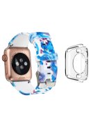 For Apple Watch Series 1  /  2  /  3 42mm Pattern Printing Watch Band Adjustable Silicone Strap with Transparent TPU Case - Style G