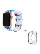 For Apple Watch Series 1  /  2  /  3 42mm Pattern Printing Watch Band Adjustable Silicone Strap with Transparent TPU Case - Style G