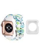 For Apple Watch Series 1 / 2 / 3 38mm  Replacement Strap with White TPU Case, Pattern Printed Silicone Watchband - Style F