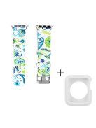 For Apple Watch Series 1 / 2 / 3 38mm  Replacement Strap with White TPU Case, Pattern Printed Silicone Watchband - Style F