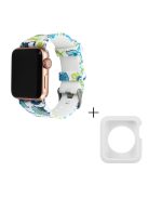 For Apple Watch Series 1 / 2 / 3 38mm  Replacement Strap with White TPU Case, Pattern Printed Silicone Watchband - Style F