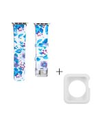 For Apple Watch Series 1 / 2 / 3 38mm  Replacement Strap with White TPU Case, Pattern Printed Silicone Watchband - Style G