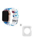 For Apple Watch Series 1 / 2 / 3 38mm  Replacement Strap with White TPU Case, Pattern Printed Silicone Watchband - Style G