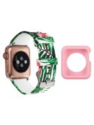 For Apple Watch Series 1 / 2 / 3 38mm Silicone Watch Band Pattern Printing Replacement Strap with Pink TPU Case - Style E