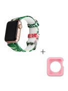 For Apple Watch Series 1 / 2 / 3 38mm Silicone Watch Band Pattern Printing Replacement Strap with Pink TPU Case - Style E