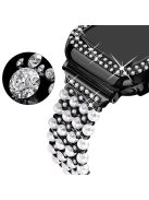 For Apple Watch Series 1 / 2 / 3 38mm Spare Watch Band Replacement Artificial Pearl Rhinestone Bracelet + Protective PC Watch Case - Black