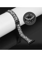 For Apple Watch Series 1 / 2 / 3 42mm 5 Rows Stainless Steel Fashion Rhinestone Decor Watch Band Replacement + PC Hollow-out Watch Case - Black