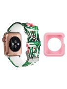 For Apple Watch Series 1 / 2 / 3 42mm Silicone Watch Band Pattern Printing Watch Strap with Pink TPU Case - Style E