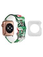 For Apple Watch Series 1 / 2 / 3 42mm Silicone Watchband with Silver TPU Case, Pattern Printed Watch Strap - Style E