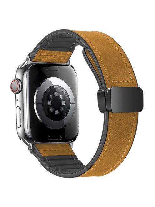 For Apple Watch Series 10 42mm / 9 8 7 41mm  /  6 5 4 SE (2022) SE (2023) SE 40mm  /  Series 3 2 1 38mm Magnetic Genuine Cow Leather Strap - Crazy Horse / Light Brown