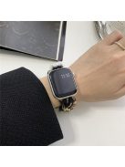 For Apple Watch Series 10 42mm / 9 8 7 41mm / 6 5 4 SE (2022) SE (2023) SE 40mm / 3 2 1 38mm Adjustable Plush Watch Strap - Black+Gold