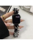 For Apple Watch Series 10 42mm / 9 8 7 41mm / 6 5 4 SE (2022) SE (2023) SE 40mm / 3 2 1 38mm Adjustable Plush Watch Strap - Black+Silver