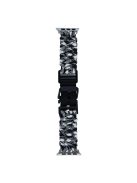 For Apple Watch Series 10 42mm / 9 8 7 41mm / 6 5 4 SE (2023) SE (2022) SE 40mm / 3 2 1 38mm Camo Strap Nylon Braided Watch Band - Black+White