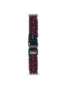 For Apple Watch Series 10 42mm / 9 8 7 41mm / 6 5 4 SE (2023) SE (2022) SE 40mm / 3 2 1 38mm Camo Strap Nylon Braided Watch Band - Red+Black