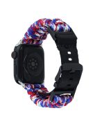 For Apple Watch Series 10 42mm / 9 8 7 41mm / 6 5 4 SE (2023) SE (2022) SE 40mm / 3 2 1 38mm Camo Strap Nylon Braided Watch Band - Red+Blue