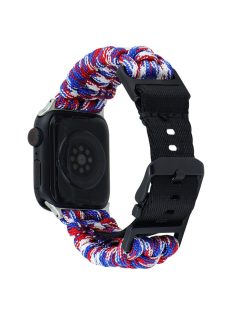   For Apple Watch Series 10 42mm / 9 8 7 41mm / 6 5 4 SE (2023) SE (2022) SE 40mm / 3 2 1 38mm Camo Strap Nylon Braided Watch Band - Red+Blue