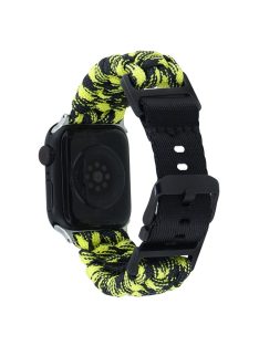   For Apple Watch Series 10 42mm / 9 8 7 41mm / 6 5 4 SE (2023) SE (2022) SE 40mm / 3 2 1 38mm Camo Strap Nylon Braided Watch Band - Yellow+Black