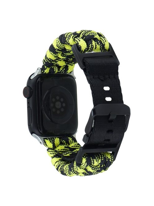 For Apple Watch Series 10 42mm / 9 8 7 41mm / 6 5 4 SE (2023) SE (2022) SE 40mm / 3 2 1 38mm Camo Strap Nylon Braided Watch Band - Yellow+Black