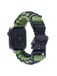   For Apple Watch Series 10 42mm / 9 8 7 41mm / 6 5 4 SE (2023) SE (2022) SE 40mm / 3 2 1 38mm Double Layer Nylon Rope Watch Strap - Army Green + Black