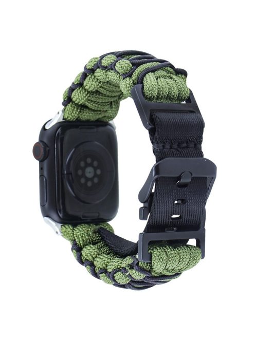 For Apple Watch Series 10 42mm / 9 8 7 41mm / 6 5 4 SE (2023) SE (2022) SE 40mm / 3 2 1 38mm Double Layer Nylon Rope Watch Strap - Army Green + Black