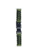 For Apple Watch Series 10 42mm / 9 8 7 41mm / 6 5 4 SE (2023) SE (2022) SE 40mm / 3 2 1 38mm Double Layer Nylon Rope Watch Strap - Army Green + Black