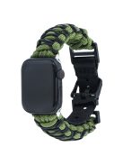 For Apple Watch Series 10 42mm / 9 8 7 41mm / 6 5 4 SE (2023) SE (2022) SE 40mm / 3 2 1 38mm Double Layer Nylon Rope Watch Strap - Army Green + Black