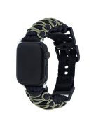 For Apple Watch Series 10 42mm / 9 8 7 41mm / 6 5 4 SE (2023) SE (2022) SE 40mm / 3 2 1 38mm Double Layer Nylon Rope Watch Strap - Black + Army Green