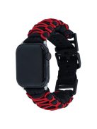 For Apple Watch Series 10 42mm / 9 8 7 41mm / 6 5 4 SE (2023) SE (2022) SE 40mm / 3 2 1 38mm Double Layer Nylon Rope Watch Strap - Black + Red