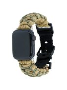 For Apple Watch Series 10 42mm / 9 8 7 41mm / 6 5 4 SE (2023) SE (2022) SE 40mm / 3 2 1 38mm Double Layer Nylon Rope Watch Strap - Khaki + Army Green