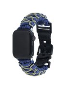 For Apple Watch Series 10 42mm / 9 8 7 41mm / 6 5 4 SE (2023) SE (2022) SE 40mm / 3 2 1 38mm Double Layer Nylon Rope Watch Strap - Navy Blue + Army Green