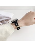 For Apple Watch Series 10 42mm / 9 8 7 41mm / 6 5 4 SE (2023) SE (2022) SE 40mm / 3 2 1 38mm Strap Star Decor Genuine Cow Leather Watch Band - Black