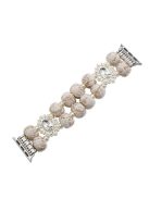 For Apple Watch Series 10 42mm / 9 8 7 41mm / 6 5 4 SE (2023) SE (2022) SE 40mm / 3 2 1 38mm Velvet Cotton Beaded Bracelet - Beige