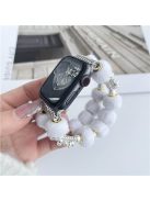 For Apple Watch Series 10 42mm / 9 8 7 41mm / 6 5 4 SE (2023) SE (2022) SE 40mm / 3 2 1 38mm Watch Band Beaded String - White